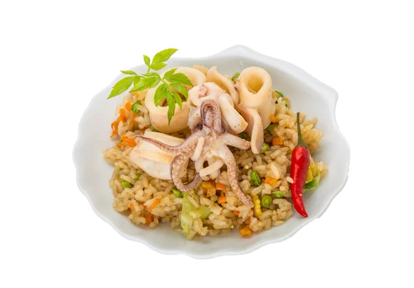 Arroz frito con calamares — Foto de Stock