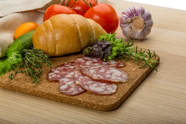 Salami korv — Stockfoto