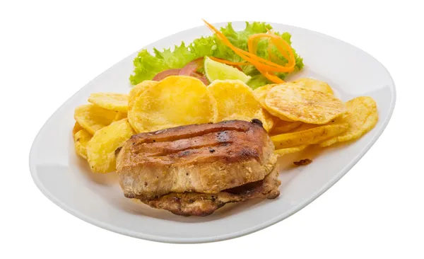 Grilled pork with potato — Stock Photo, Image