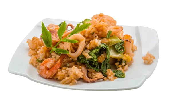 Deniz ürünleri ile pirinç — Stok fotoğraf