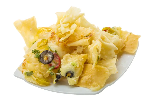 Nachos na placa — Fotografia de Stock