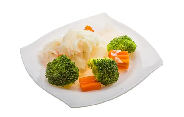 Vařené zelí a brokolice — Stock fotografie