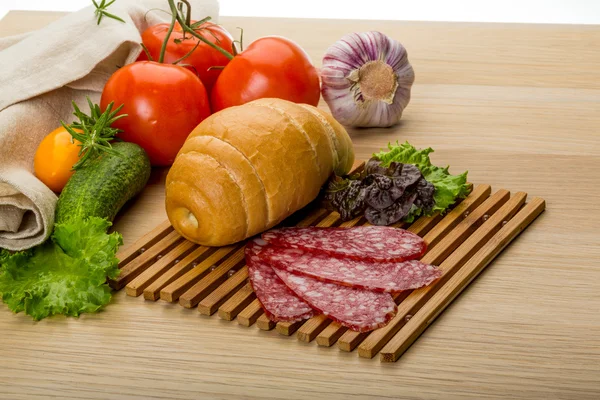 Salami korv — Stockfoto