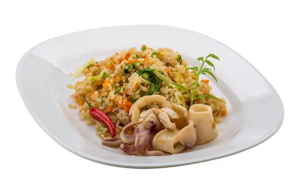 Fried rice with calamari — Stock Photo, Image