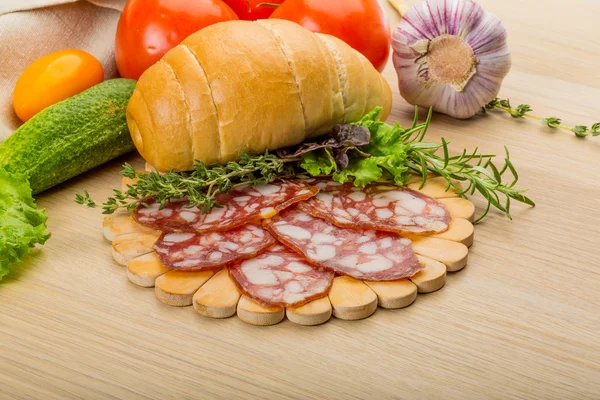 Salami korv — Stockfoto