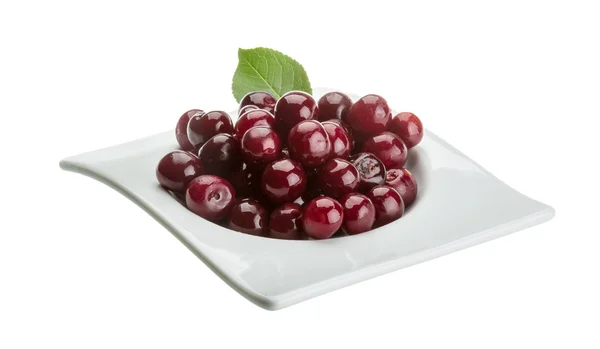 Cherries  on plate — Stock Photo, Image