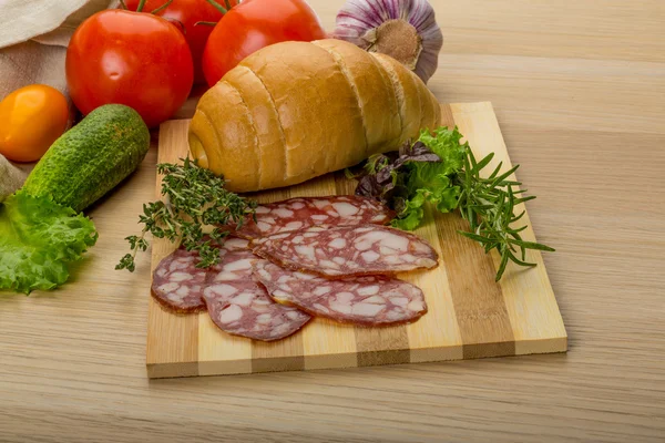 Salami sausages — Stock Photo, Image