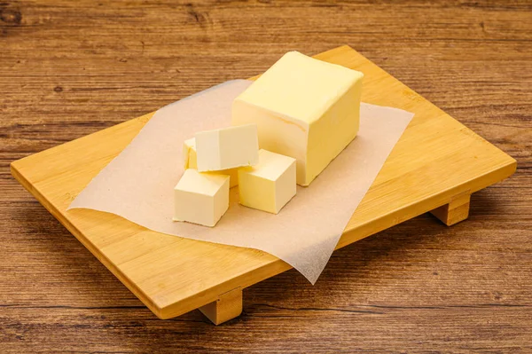 Dairy Natural Yellow Butter Piece Board — Stock Photo, Image