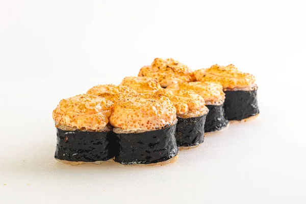 Rollo Horneado Tradicional Japonés Con Pescado Salsa —  Fotos de Stock