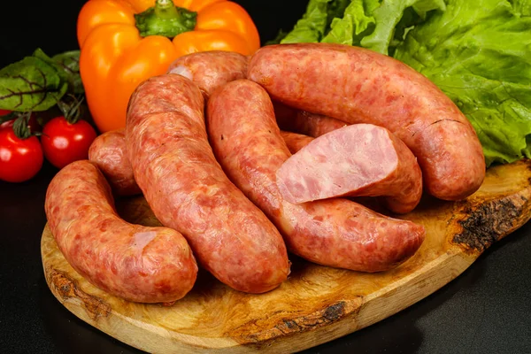 Természetes Húsból Készült Kolbász Darált Hússal Kolbásszal — Stock Fotó
