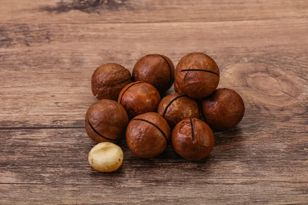 Brown Primo Piano Mucchio Noci Macadamia Sfondo — Foto Stock