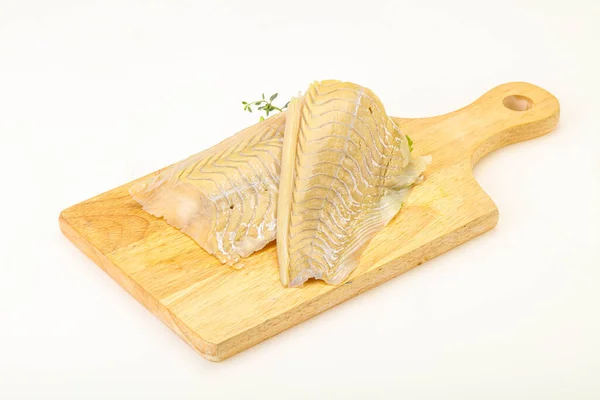 Filete Pescado Bacalao Crudo Para Cocinar —  Fotos de Stock