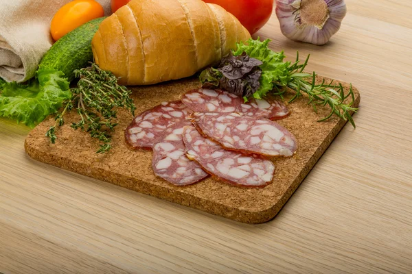 Salami korv — Stockfoto