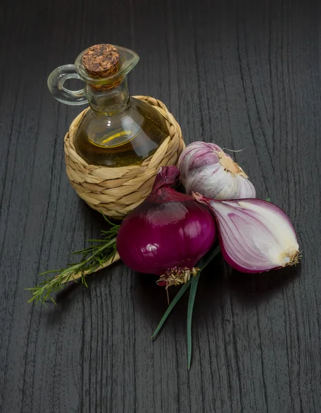 Oil, vinegar with rosemary — Stock Photo, Image