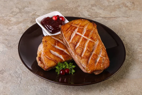 Roasted Duck Breast Berry Sauce — Stock Photo, Image