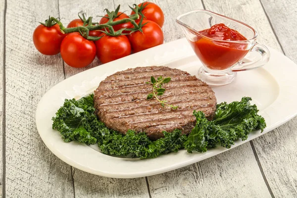 Grillezett Ízletes Marhahús Szelet Hamburgerhez — Stock Fotó