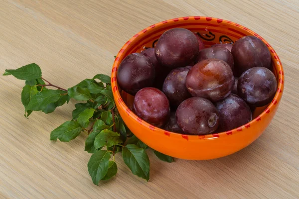 Ciruelas en el tazón — Foto de Stock