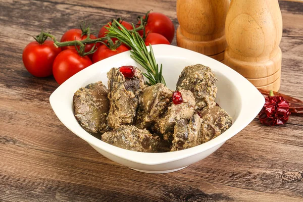 Chicken Liver Cream Sauce Served Rosemary — Stock Photo, Image