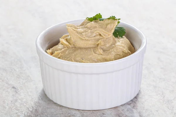 Veganská Kuchyně Tradiční Židovský Hummus Olivovým Olejem — Stock fotografie