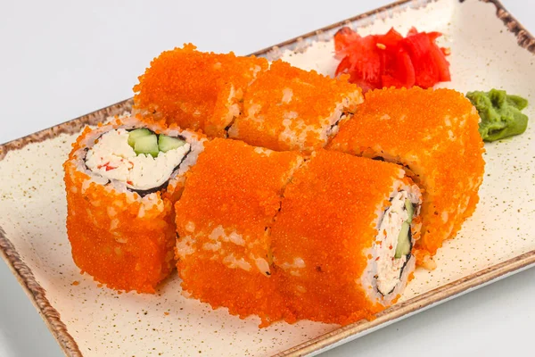 Kuchnia Japońska Sushi Roll Kraba Surimi — Zdjęcie stockowe