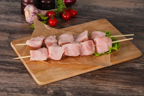 Brocheta Carne Cerdo Cruda Lista Para Asar —  Fotos de Stock