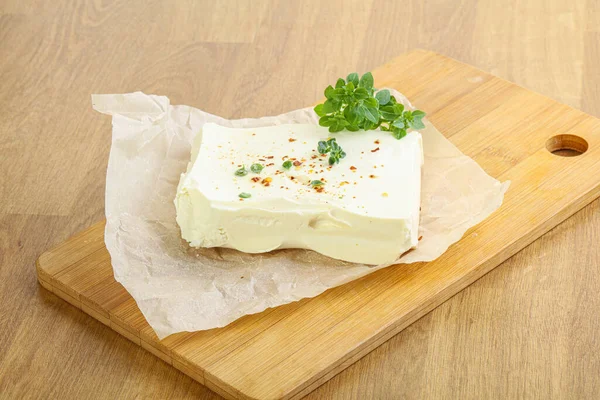 Greek Feta Cheese Board Served Herbs — Stock Photo, Image