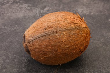 Arka planda tropik kahverengi hindistan cevizi izole edildi