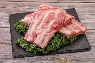 Lezzetli yemek için çiğ domuz kaburgası.