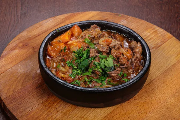 Traditionelle Georgische Küche Fleisch Mit Kartoffeln Und Gemüse — Stockfoto