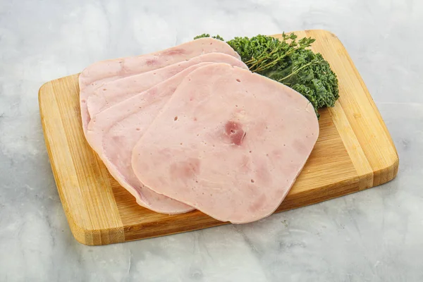 Collation Jambon Porc Tranché Par Dessus Bord — Photo