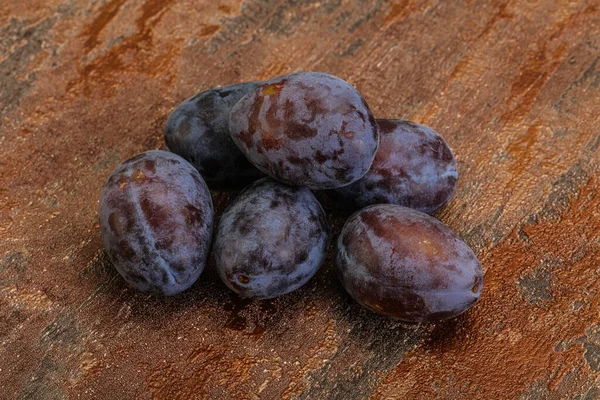 Purple Sweet Ripe Tasty Plum Heap — Stock Photo, Image