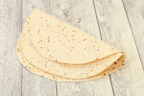 Cozinha Mexicana Tortilla Pão Grosso Com Cereais — Fotografia de Stock