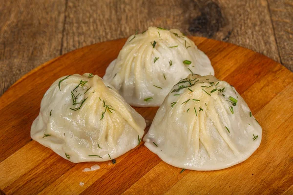 Usbekische Traditionelle Manty Knödel Mit Fleisch Und Gemüse — Stockfoto