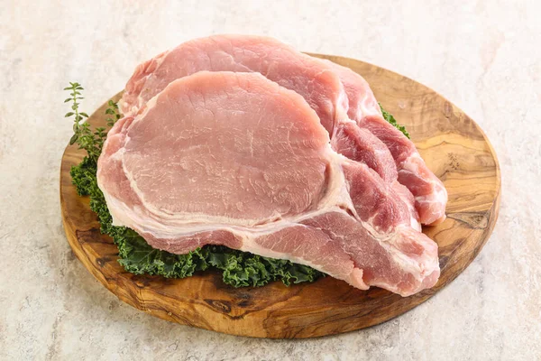 Raw Pork Loin Coocking Board — Stock Photo, Image