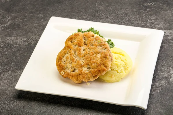 Minced Chicken Cutlet Mashed Potato — Stock Photo, Image