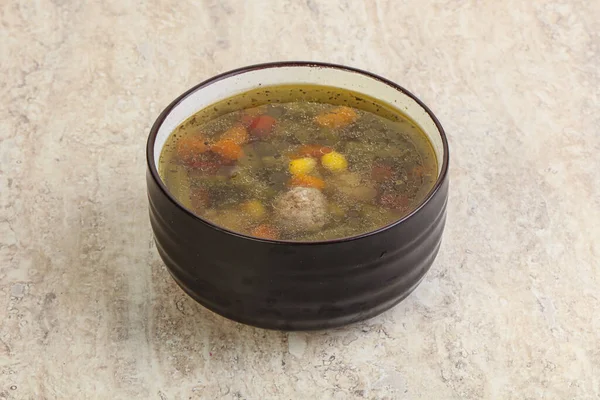 Вкусный Диетический Суп Фрикадельками Овощами — стоковое фото