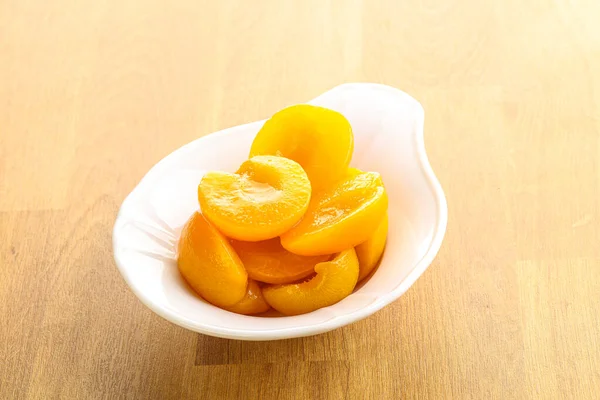 Canned Apricots Sweet Light Dessert Bowl — Stock Photo, Image