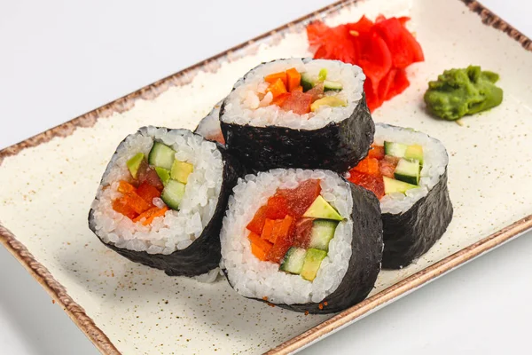 Rollo Japonés Vegano Con Verduras Arroz —  Fotos de Stock