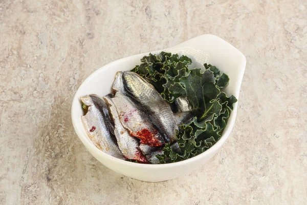 Anchoa Pequeño Aperitivo Pescado Salado Snack — Foto de Stock