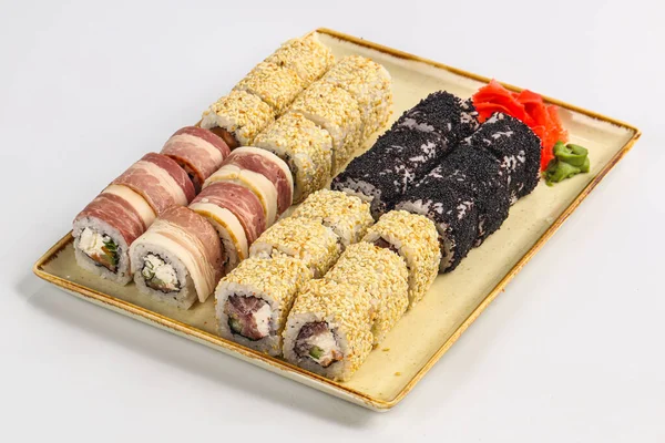 Japanese Sushi Roll Set Mix Fish — Stock Photo, Image