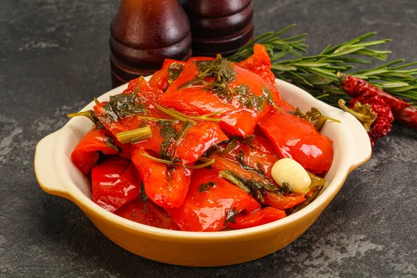 Marinated Red Bell Pepper Spices — Stock Photo, Image