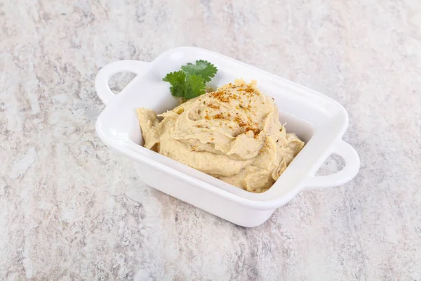Cocina Vegana Hummus Judío Tradicional Con Aceite Oliva —  Fotos de Stock