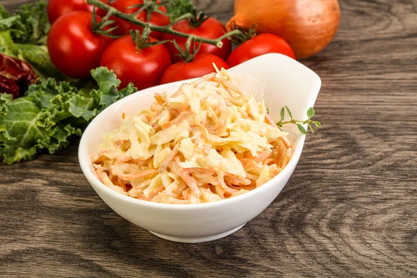 Vegetarian Cole Slaw Salad Cabbage Carrot — Stock Photo, Image
