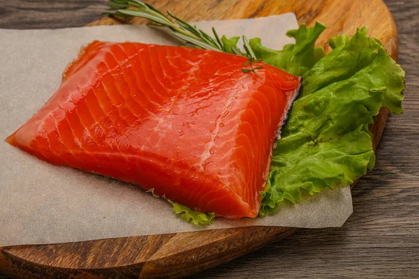 Salted Salmon Piece Steak Served Rosemary — Stock Photo, Image