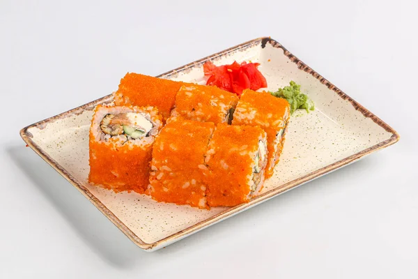 Japon Mutfağı Somon Balıklı Suşi Rulosu — Stok fotoğraf