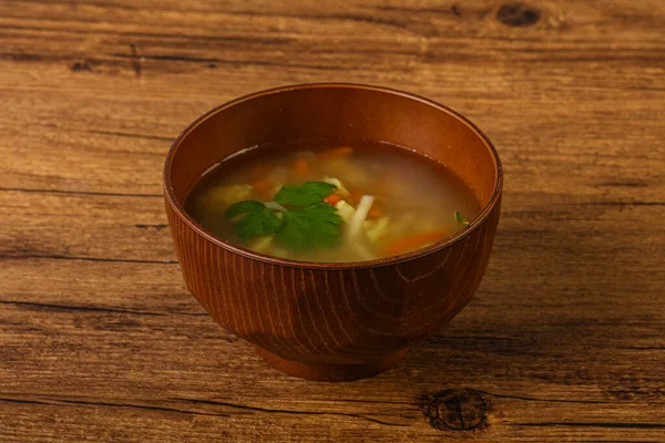 Leckere Hühnersuppe Mit Karotten Und Kartoffeln — Stockfoto