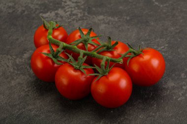 Taze olgun domates dalıyla izole edilmiş.