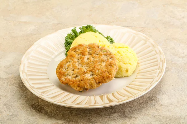 Minced Chicken Cutlet Mashed Potato — Stock Photo, Image
