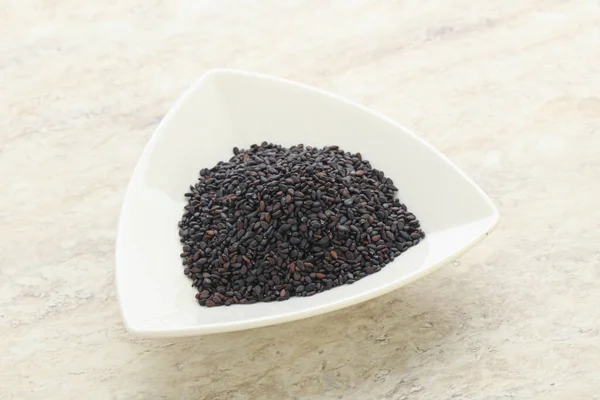 Black Sesame Seeds Bowl Cooking — Stock Photo, Image