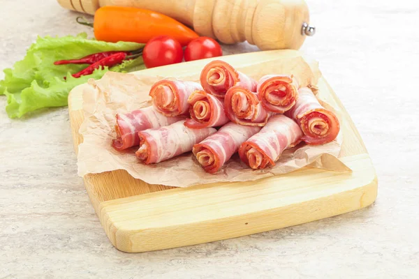 Sabrosa Rebanada Rollo Tocino Para Desayuno —  Fotos de Stock